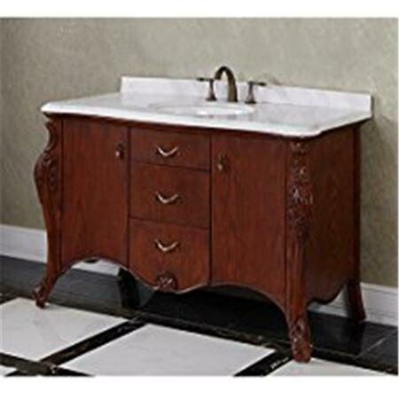 INFURNITURE Solid Thailand Oak Wood Vanity, White - 53.1 In. WB-19883